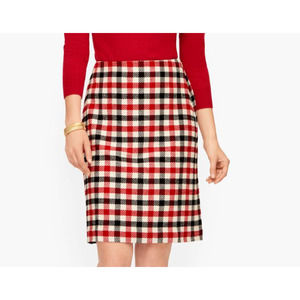 Talbots Women’s Size 16 Festive Check Skirt Ivory Red Pop